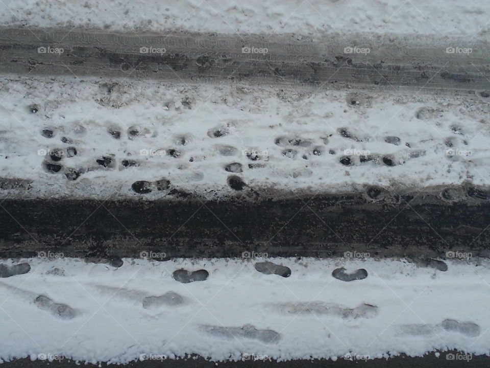 foot steps in snow
