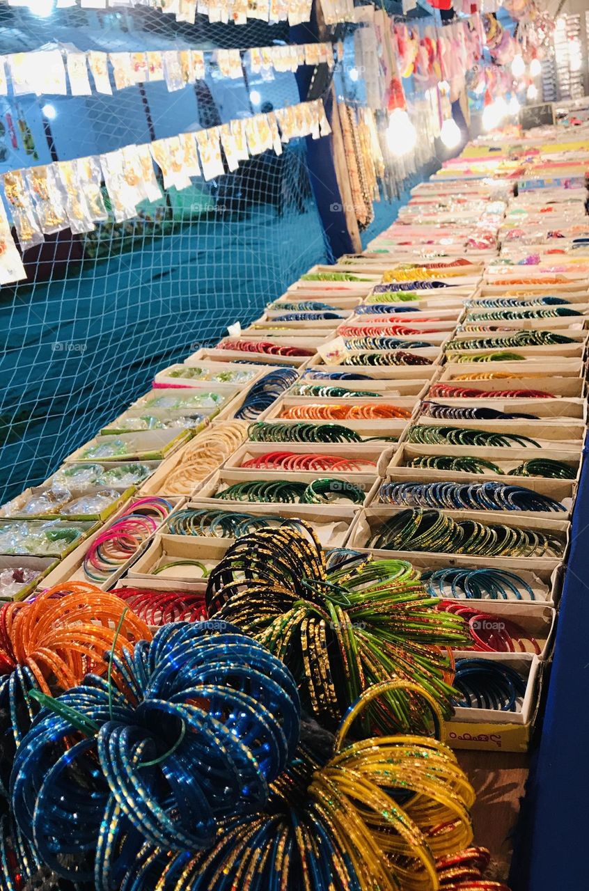 A beautiful and colourful bangle exhibition in India