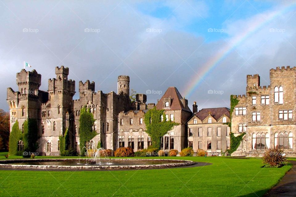 Ashford Castle, Ireland. A rainbow at Ashford Castle, Ireland