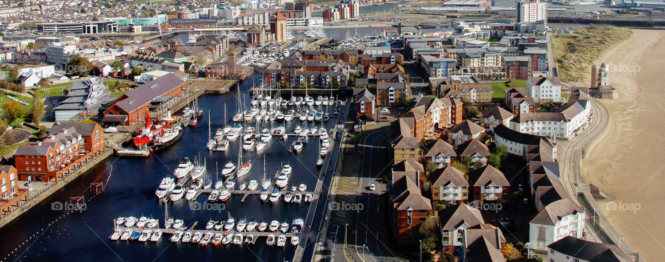 Panoramic view of Maritime Quarter in Swansea,Wales, UK