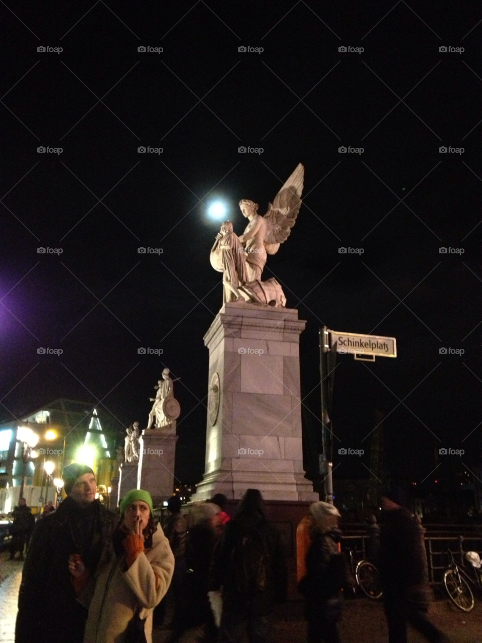 statue angel wings moon by kattykatz