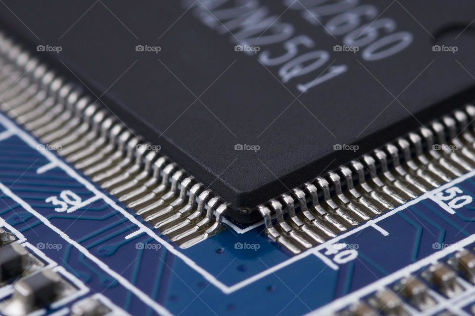 chip in close up,  macro shot. electronic elements concept