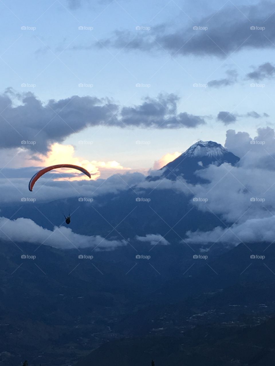 Paragliding over a volcano in Ecuador 