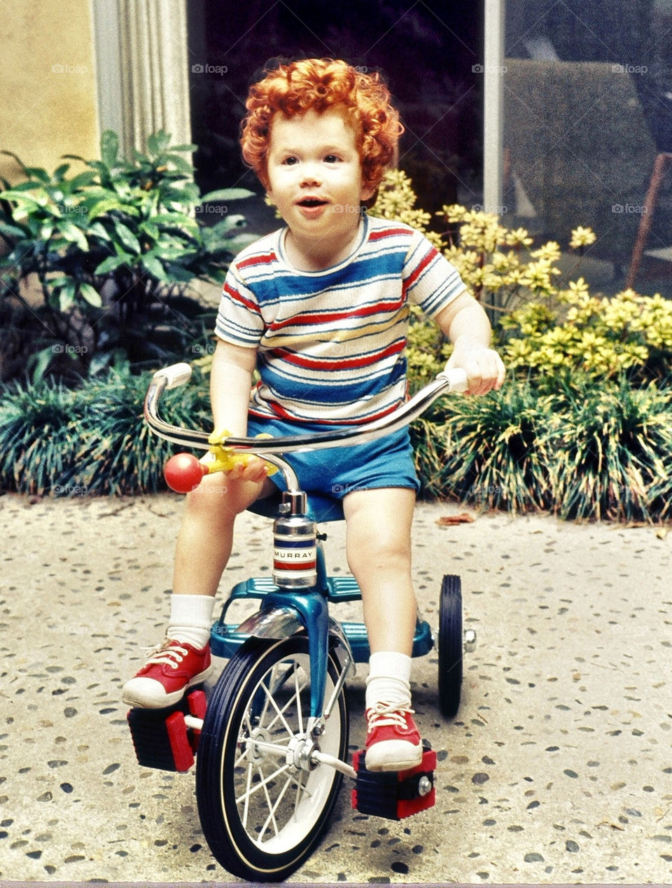 red bike boy cute by bluehair