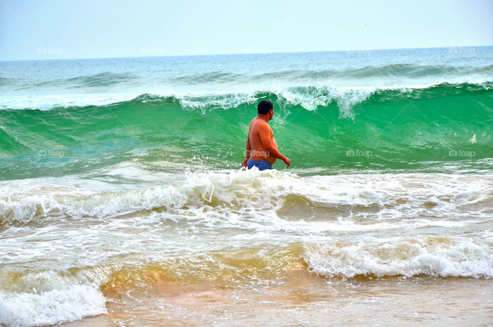 enjoying beach