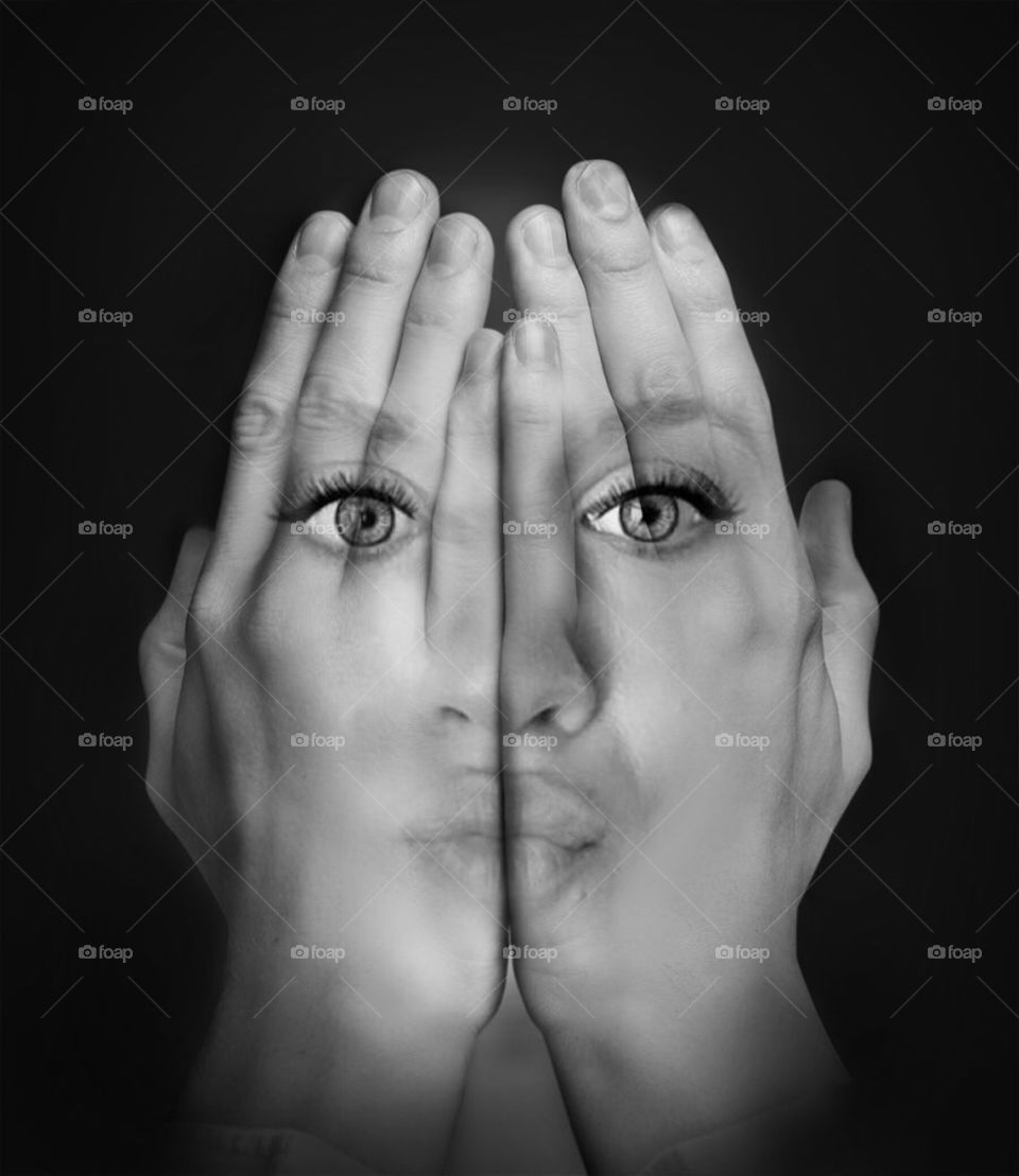 Abstract, hands, face, eyes 