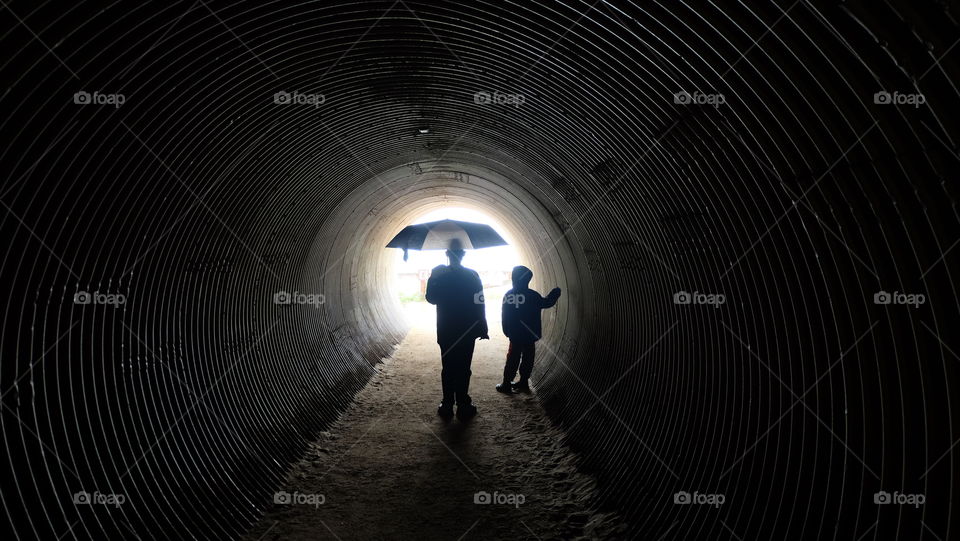 Taking shelter from rain.