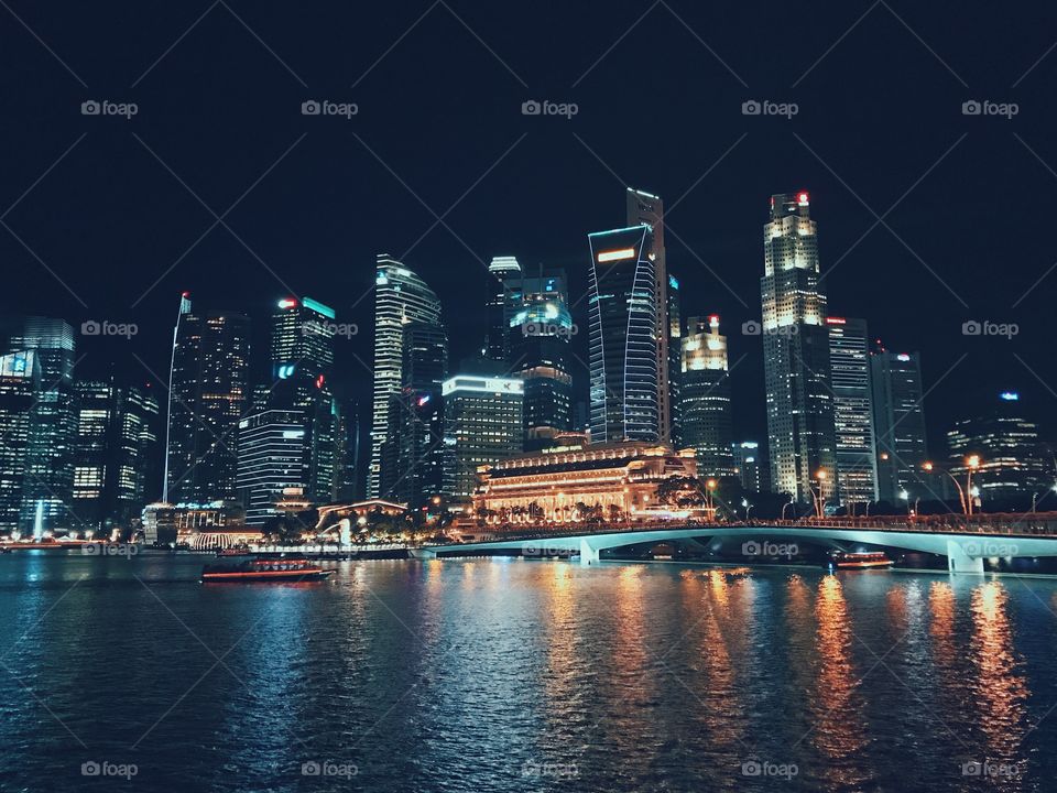 Singapore CBD at night 