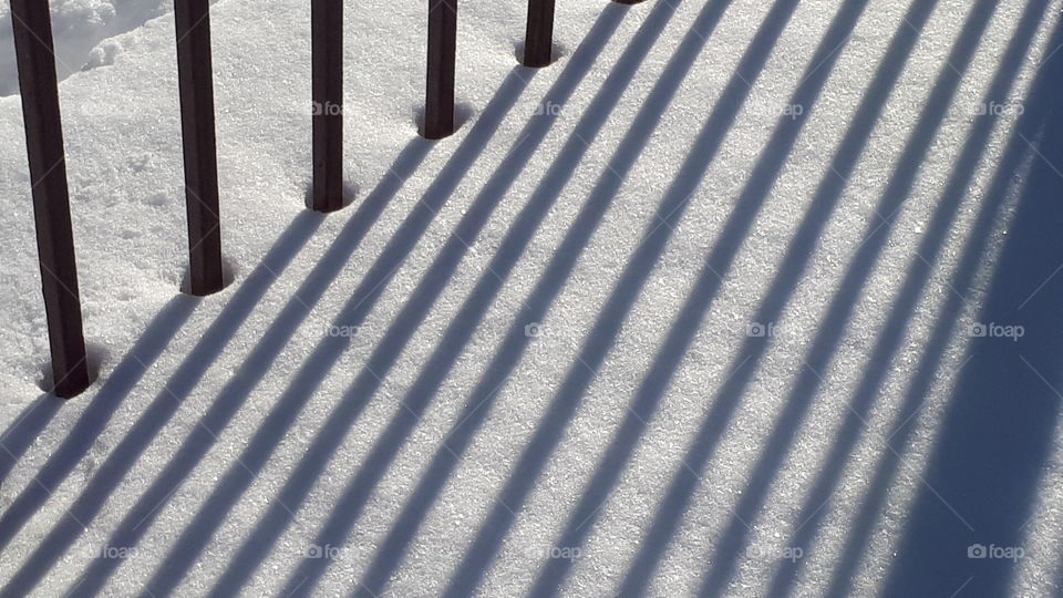 shadows on a sunny day in the snow