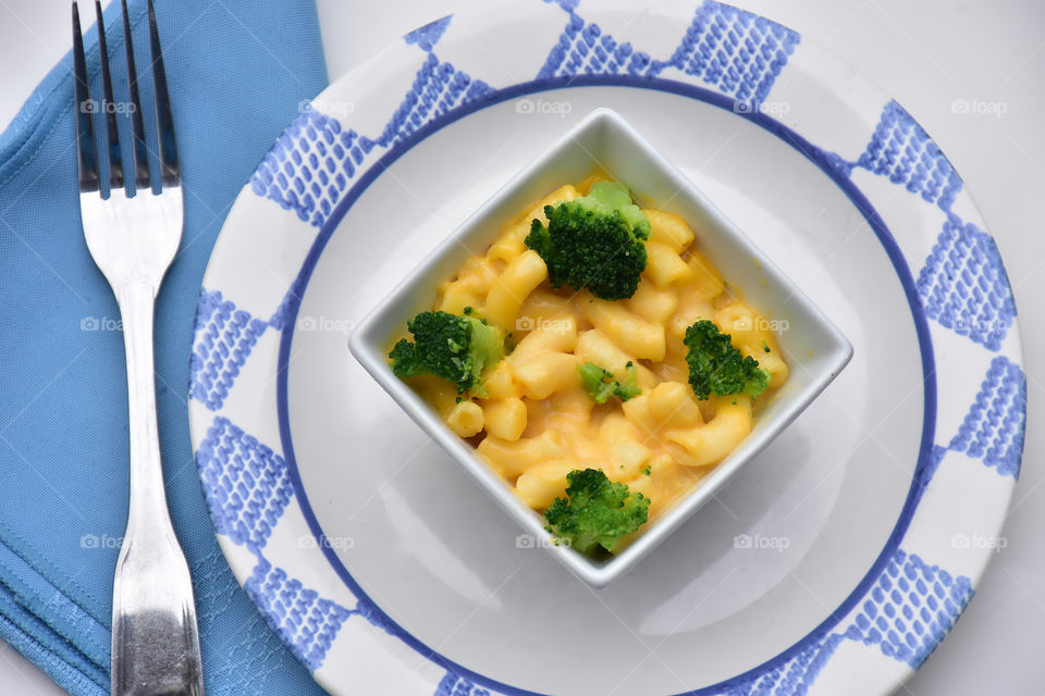 High angle view of pasta in bowl