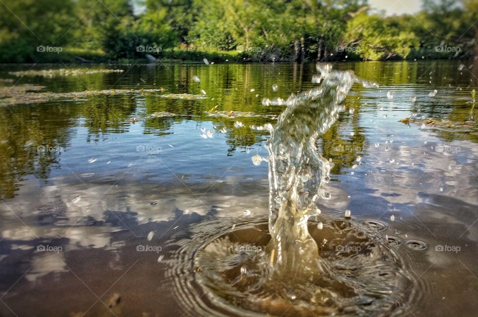 Splash in a Pond with Reflections