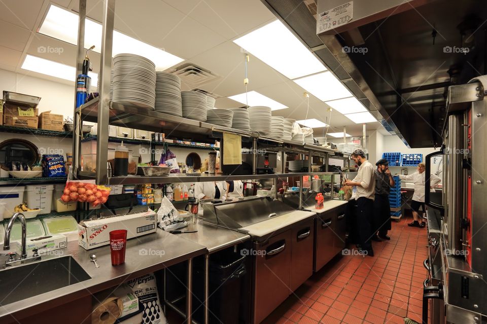 Kitchen inside the restaurant 