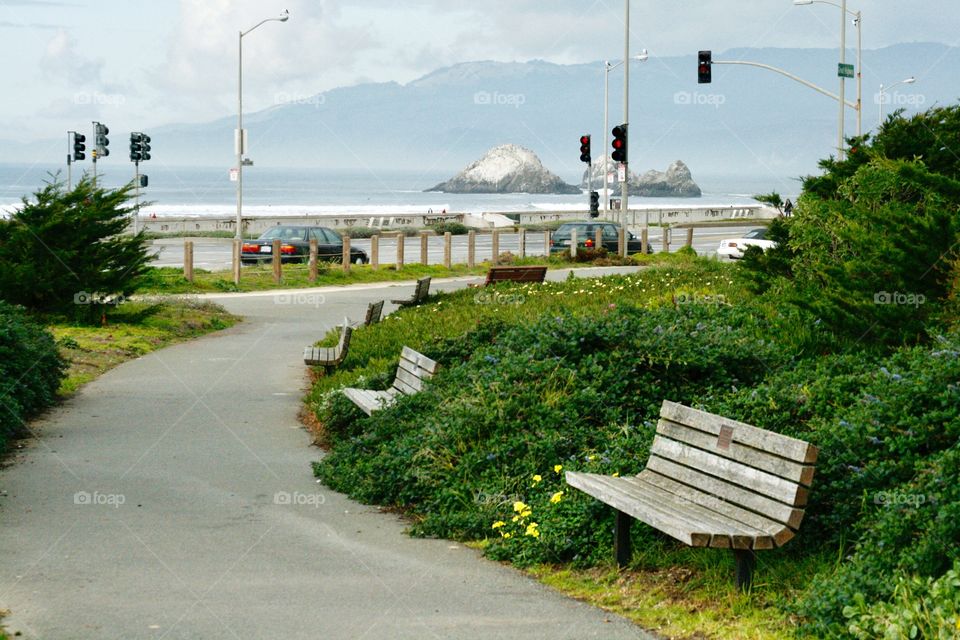 Bench next to a park 