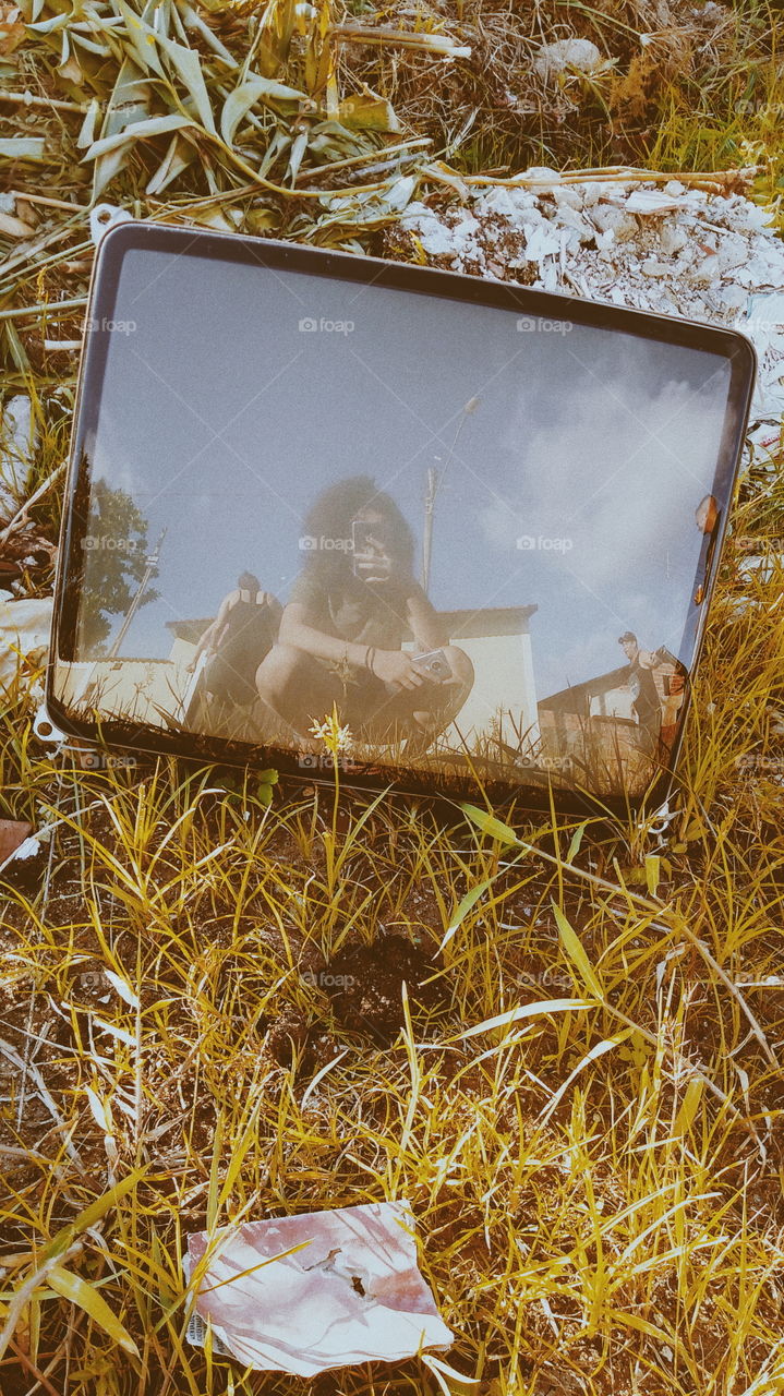 old tv on the forest antique vintage yellow