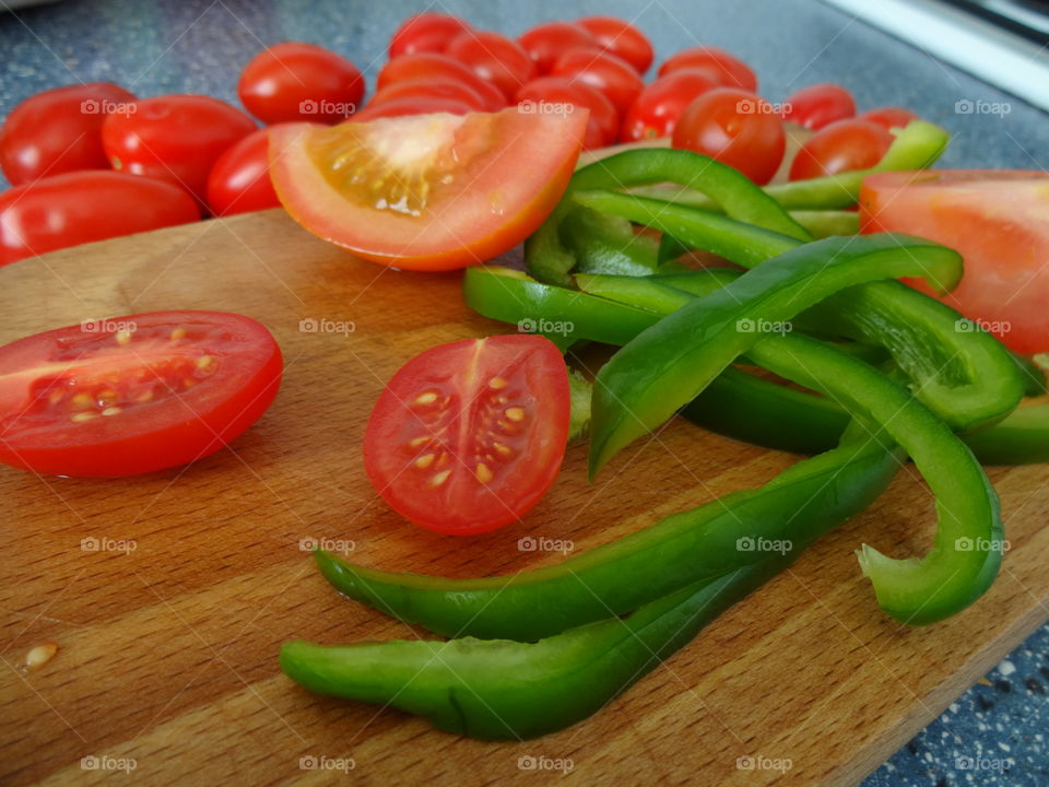 Fresh and colorful salad ingredients