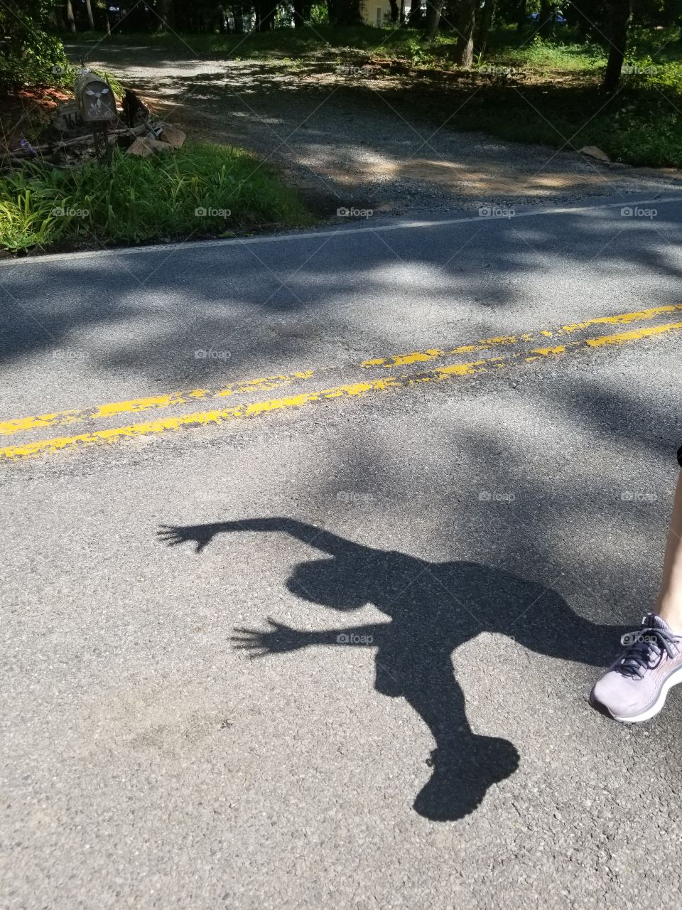people shadows on street