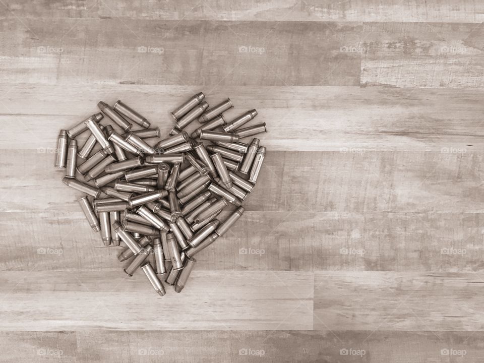 Heart shape made from bullets