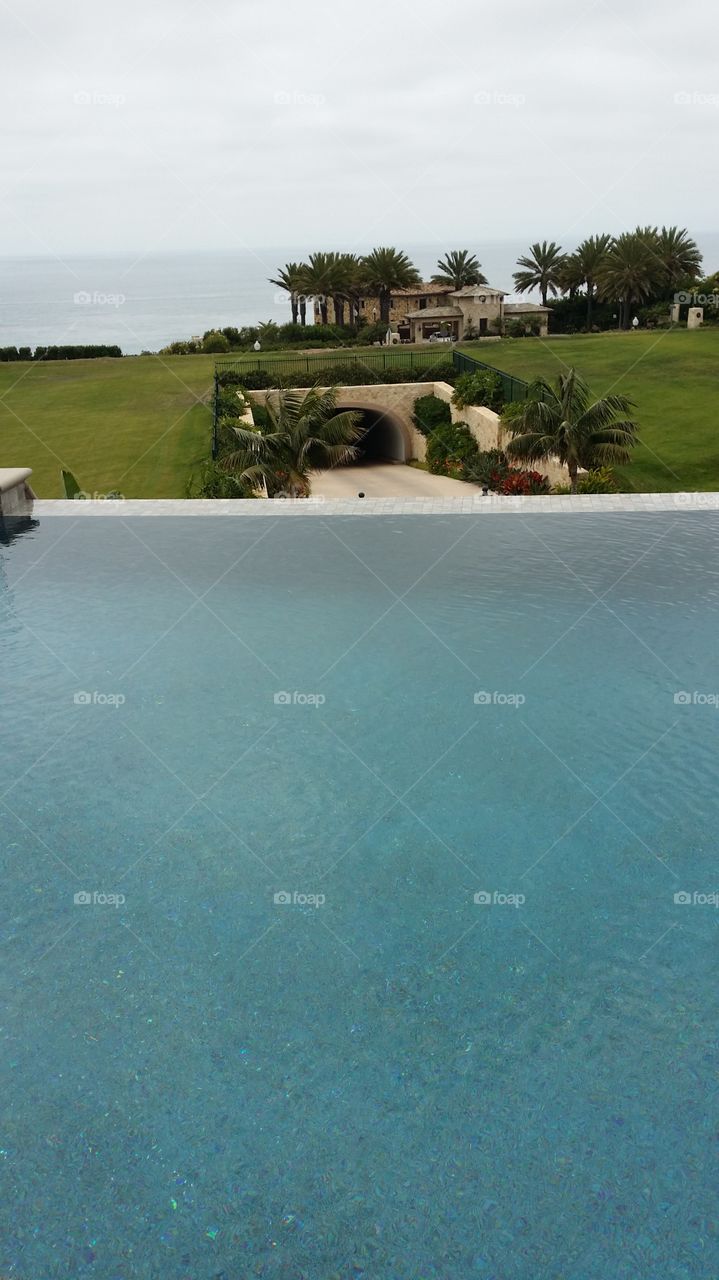 Infinity Pool. View from multimillion dollar estate in Orange County, California 
