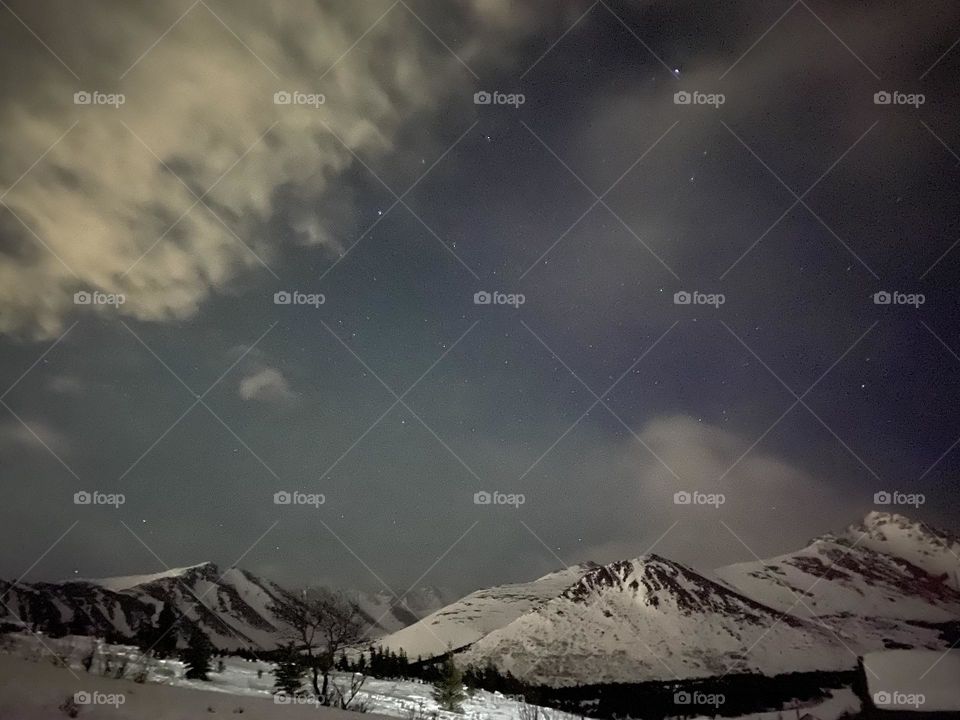 Night sky on Flattop Mountain in Anchorage, Alaska 