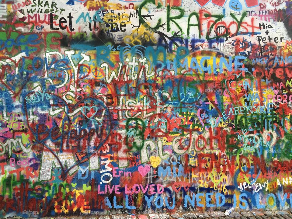 Graffiti wall in Prague 