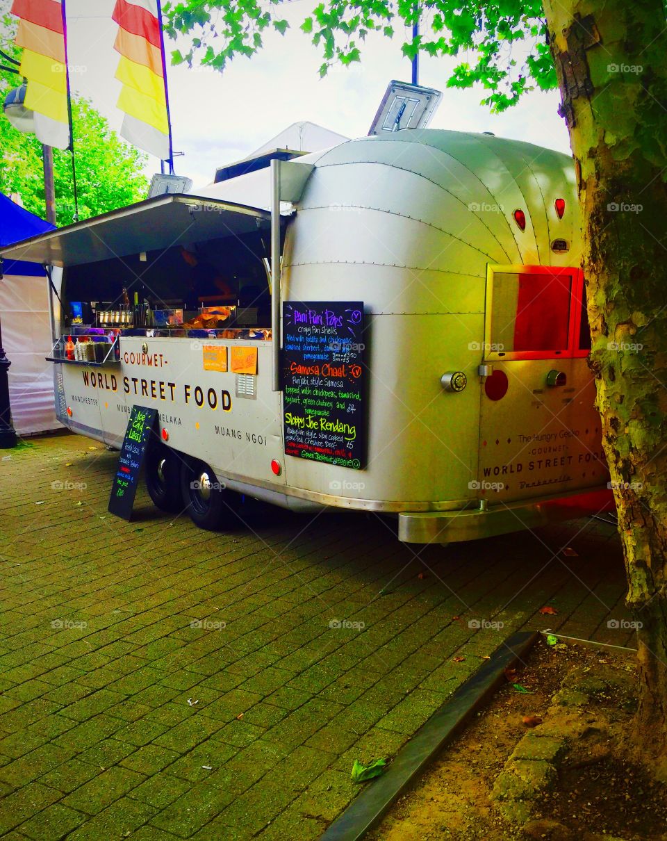 Food truck at food festival in Bolton United Kingdom 