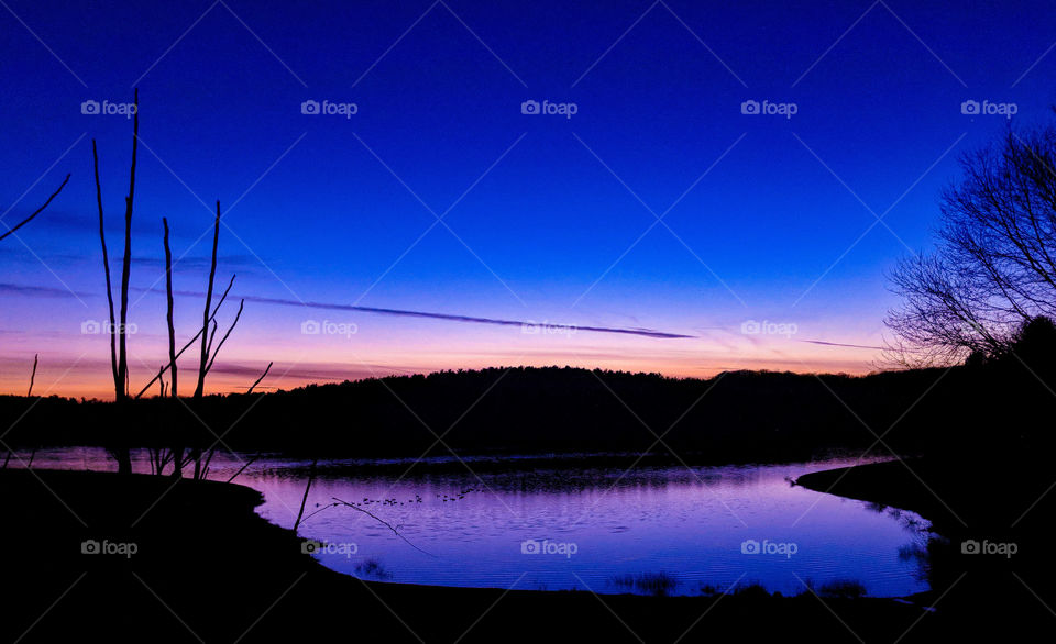purple sunset on a lake