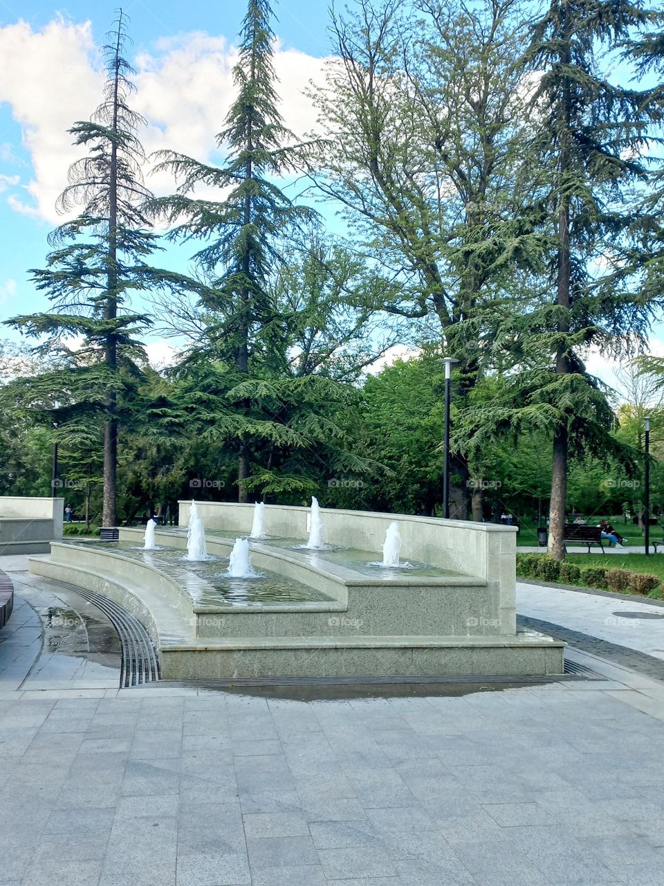 fountains in the city park.