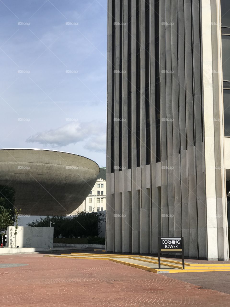 The base of the mayor Erastus Corning Tower. The landmark "The Egg" is in this shot too. Empire State plaza, Albany NY. 