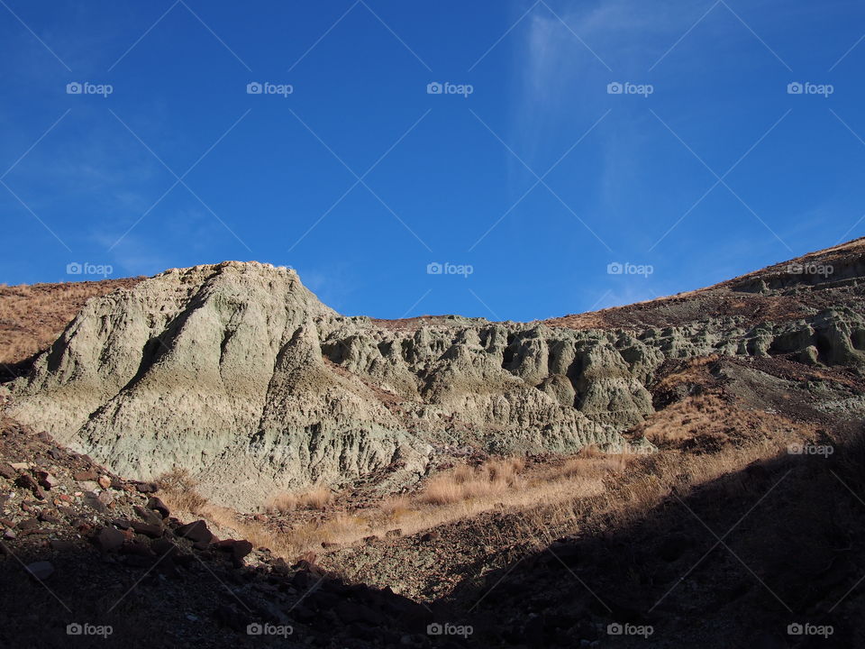 Fall colors enhance the natural unique colors of John Day Fossil Beds in Oregon. 