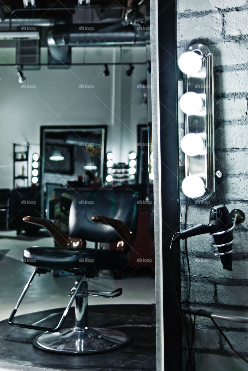 Empty salon and empty salon chair