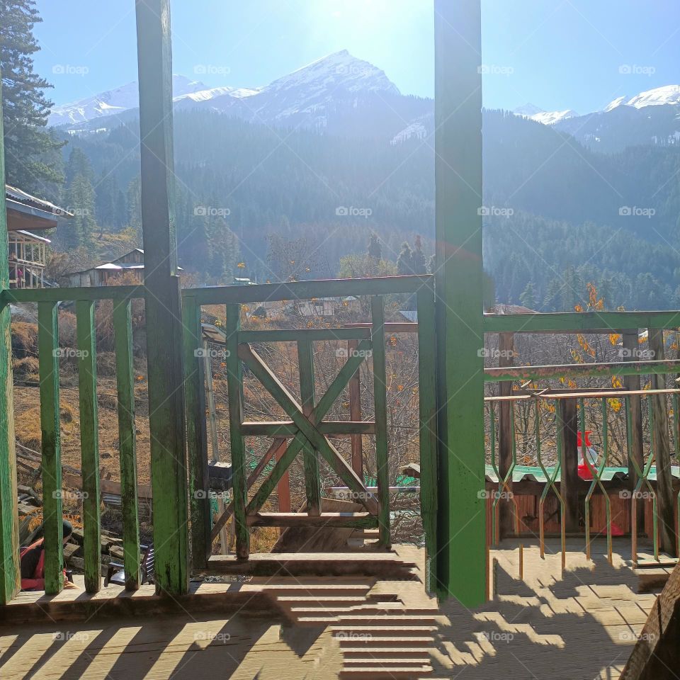 light beam on mountain