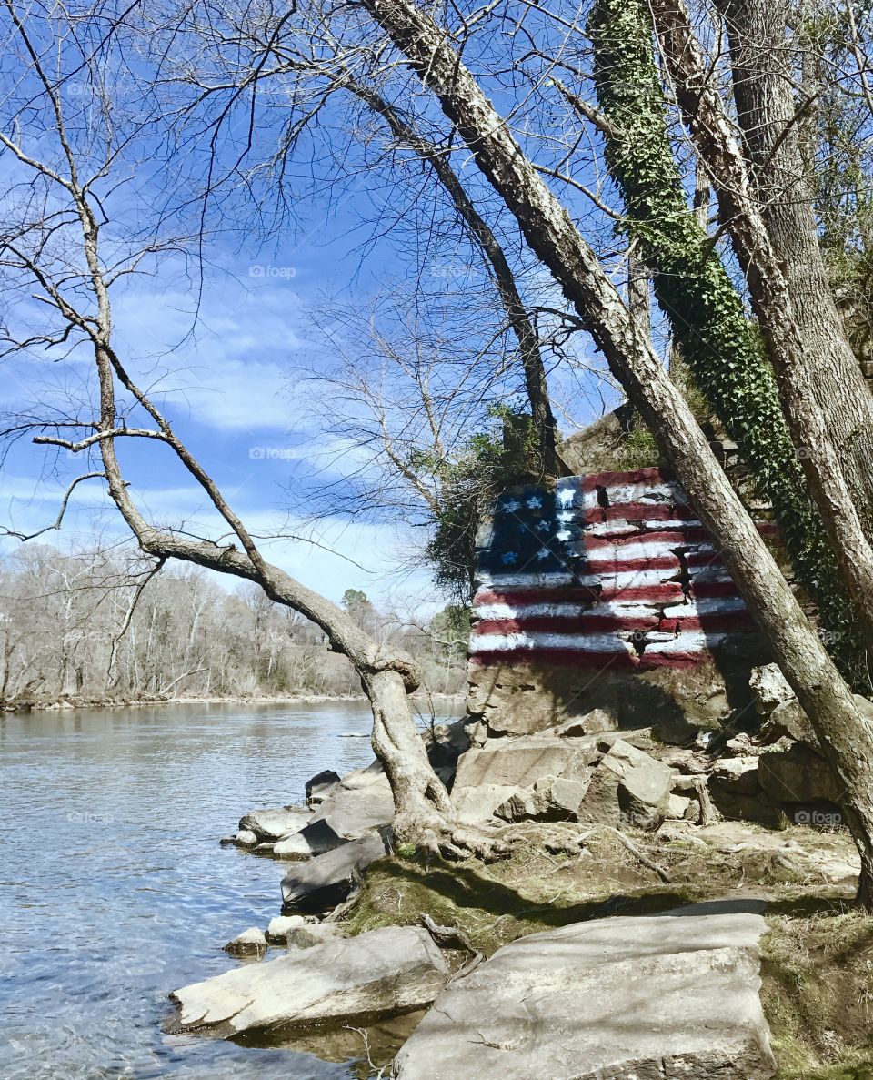 Flag painted on Rock