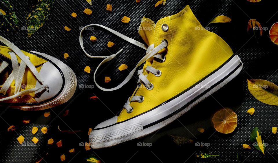 yellow sneakers