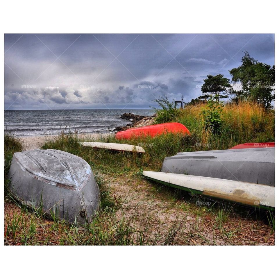All boats on the beach, bad weather is on the way
