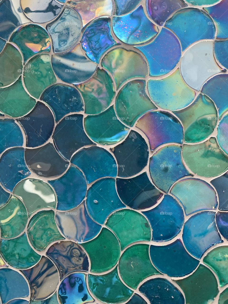 Blue and green glass table top 