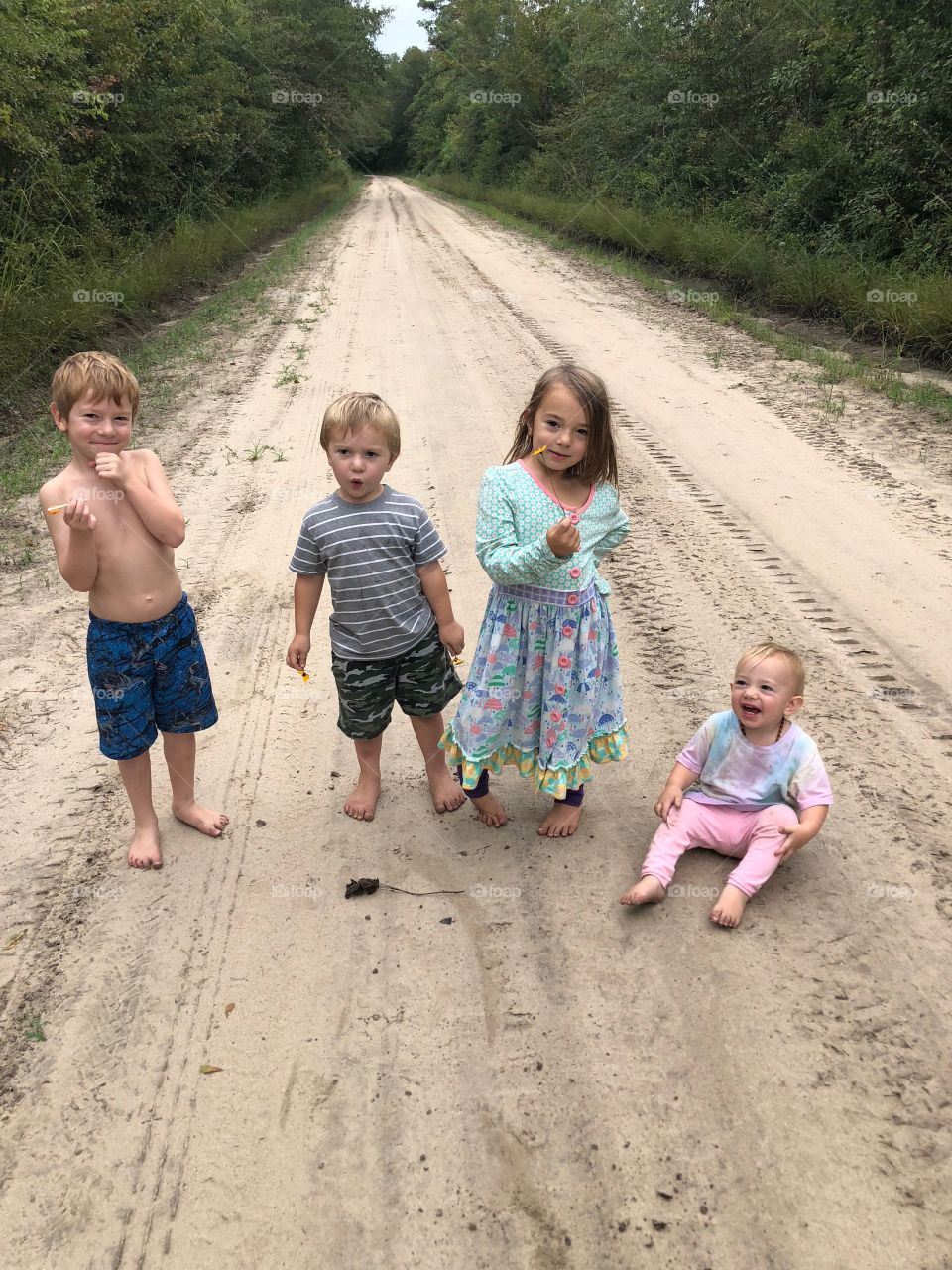 Dirt road walk with the kids