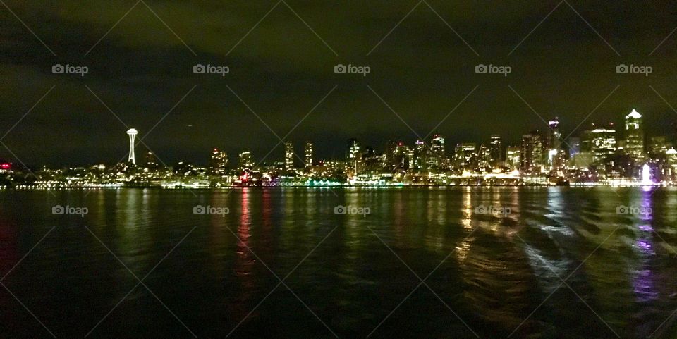 View of cityscape at night