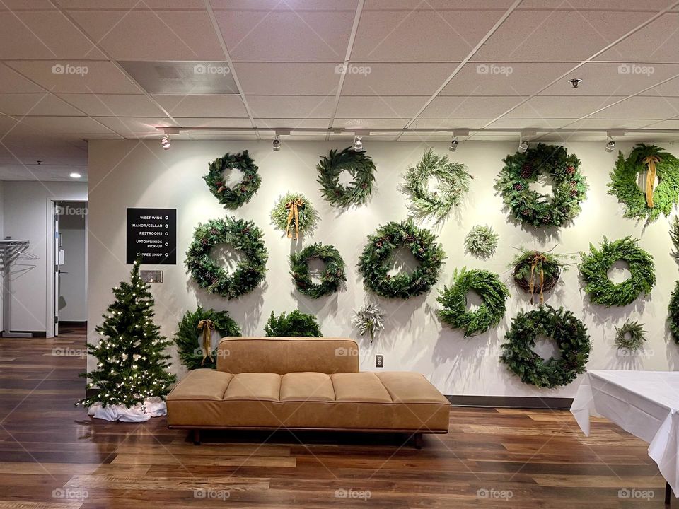 Round wreaths on the wall