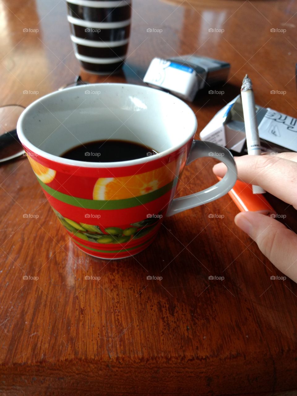 Cigarret and coffee
