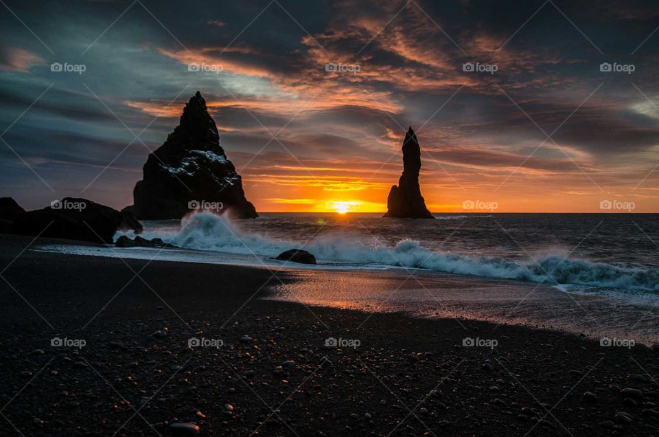 Sunrise at Black Beach, Iceland