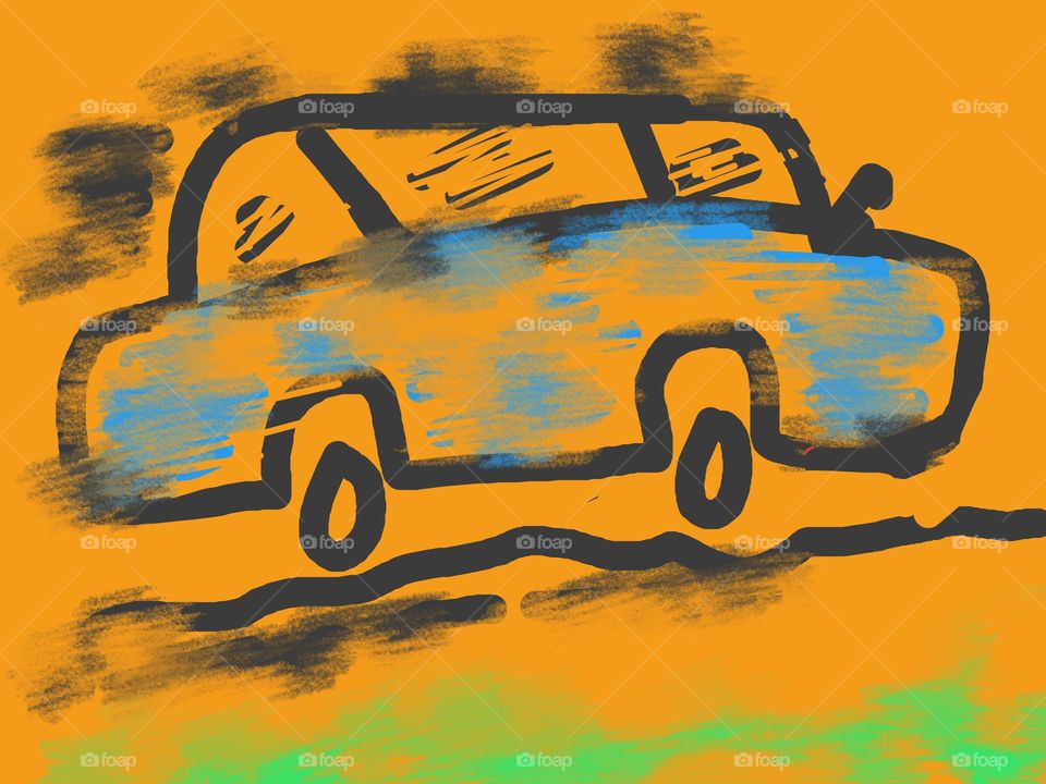 image of a speeding sedan again