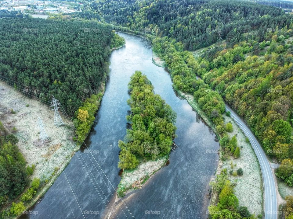 The little island in the river.