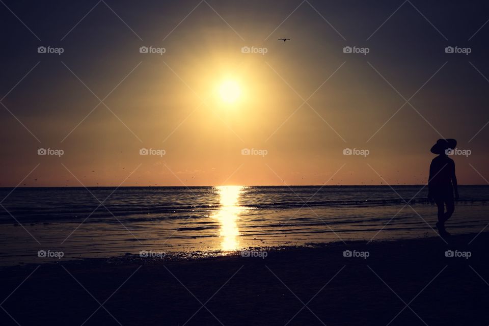 Silhouette of person standing on beach