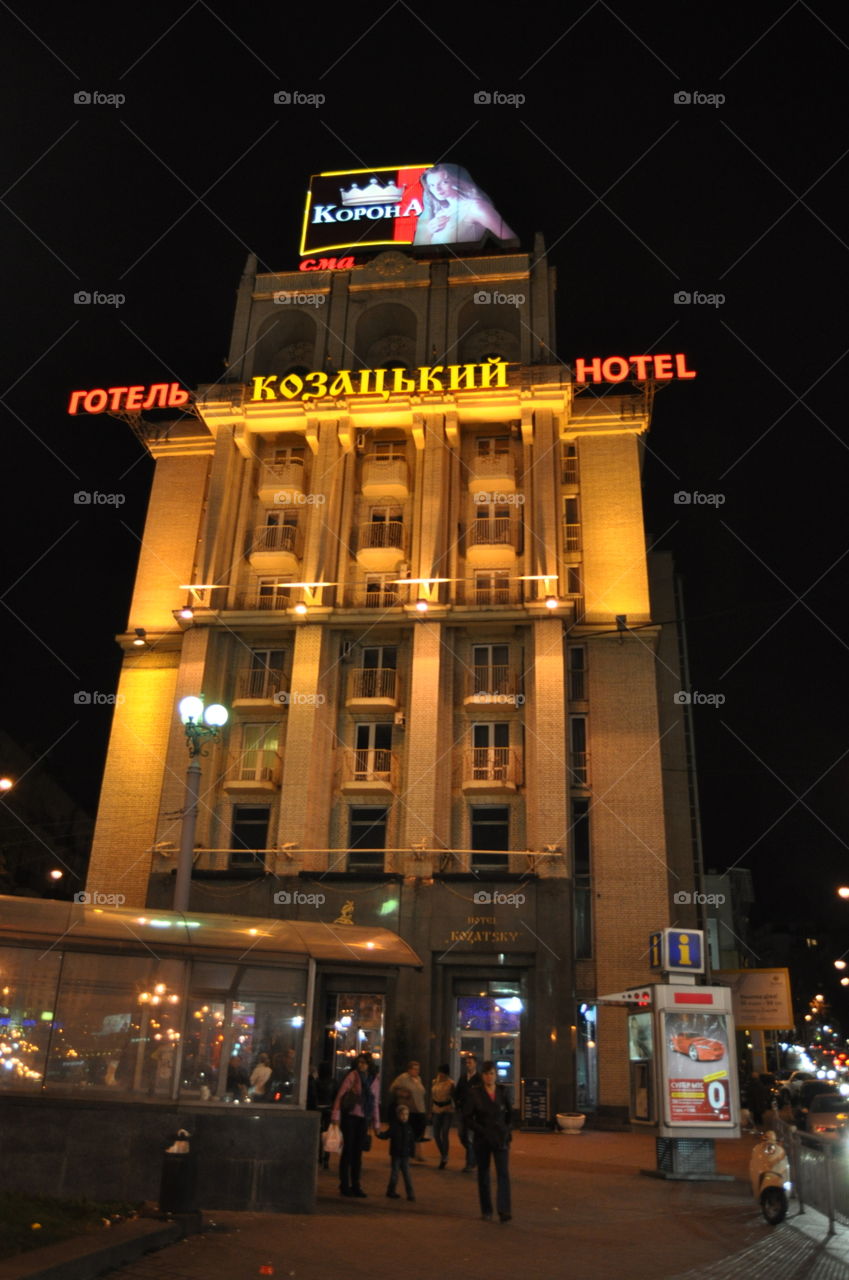 Kreschatyk Street, Kyiv, Ukraine at night