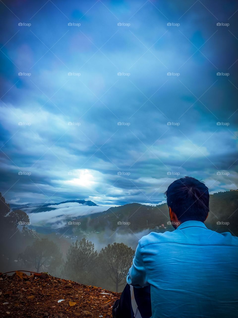 man behind beautiful scenery view hd