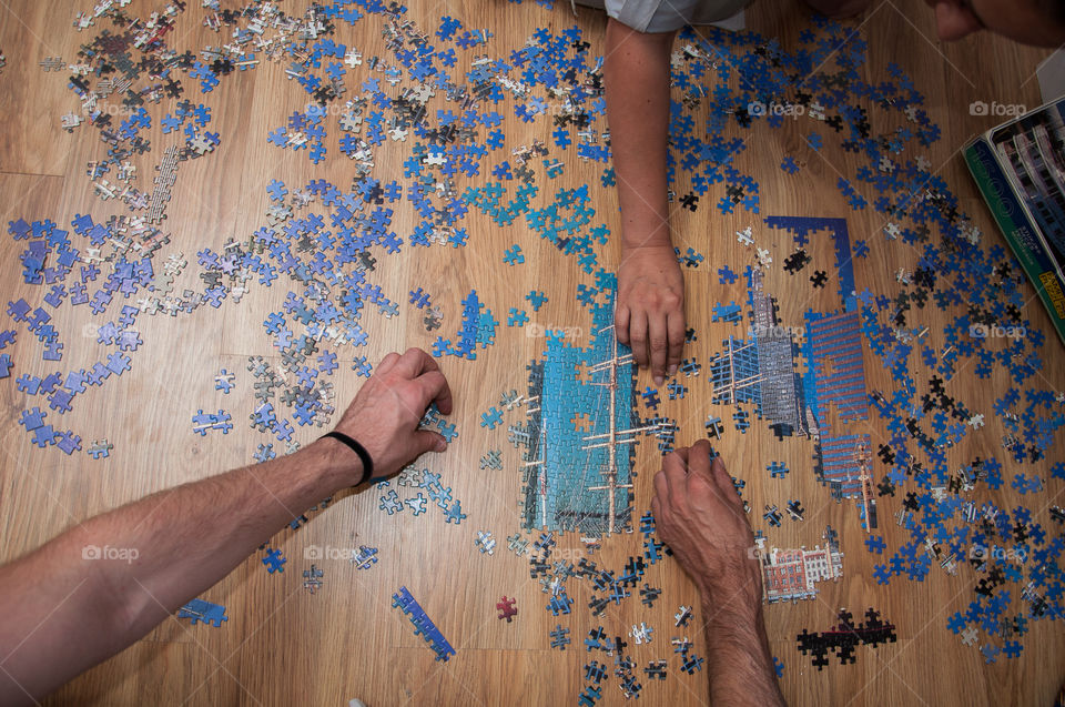 Working together on a puzzle