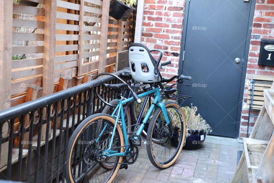 Bike parked by the entrance