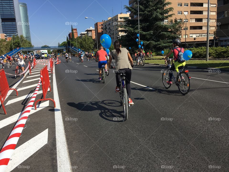 Girl racing on bike