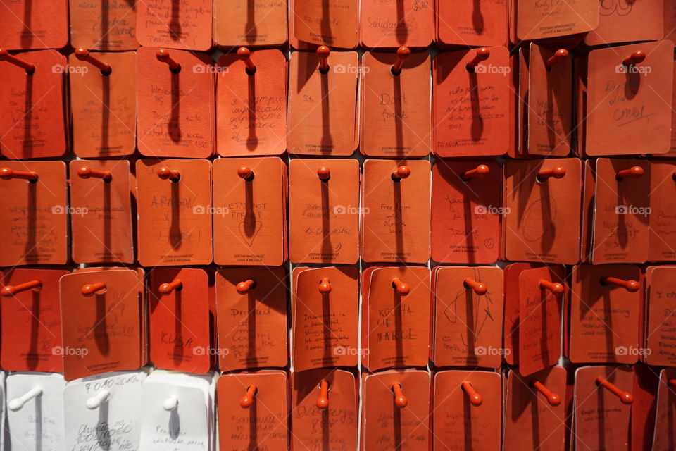 Rectangle Mission... messages left on rectangular card .. European Solidarity Museum, Poland, Gdańsk 
