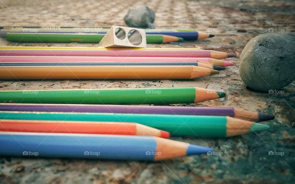 Variety of crayon pencils